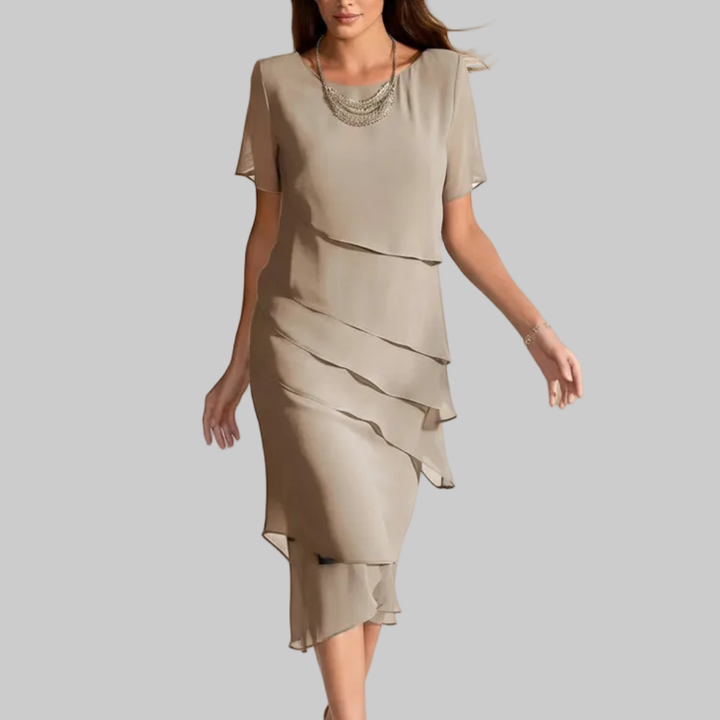 Luxe Chiffon Midi Klänning för Kvinnor