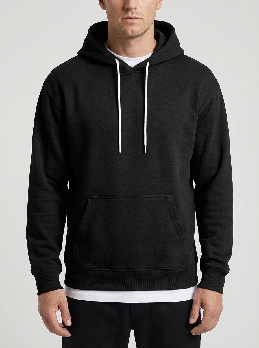 Avslappnad Passform Pullover Hoodie För Män