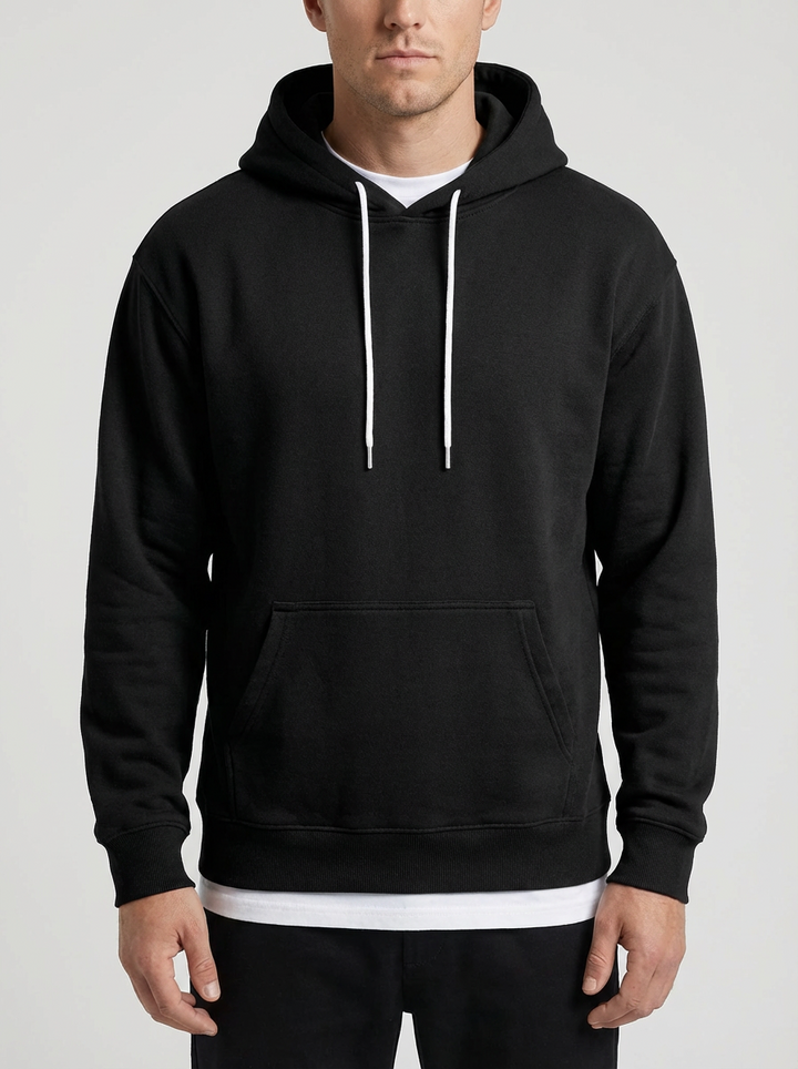 Avslappnad Passform Pullover Hoodie För Män