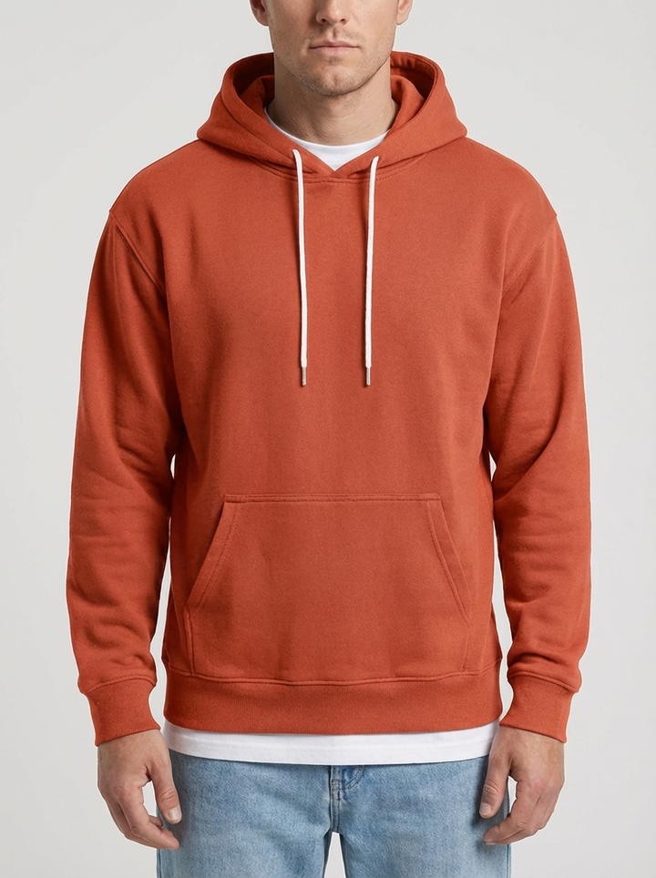 Avslappnad Passform Pullover Hoodie För Män