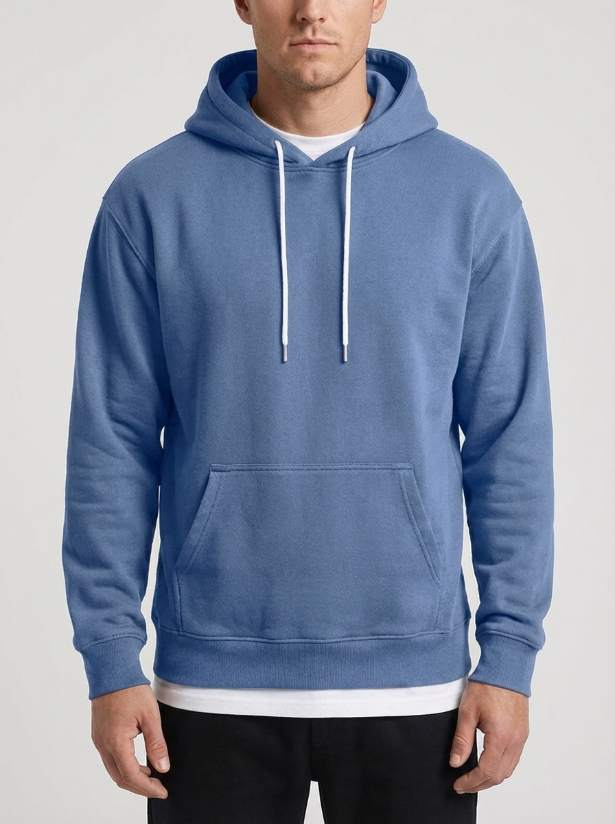Avslappnad Passform Pullover Hoodie För Män