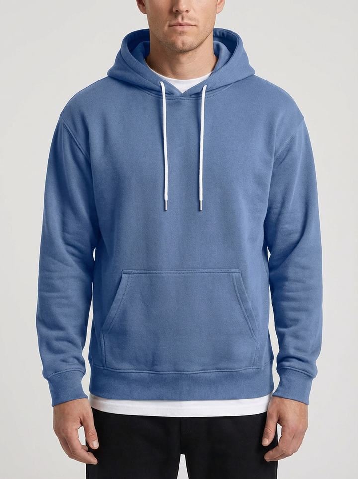 Avslappnad Passform Pullover Hoodie För Män