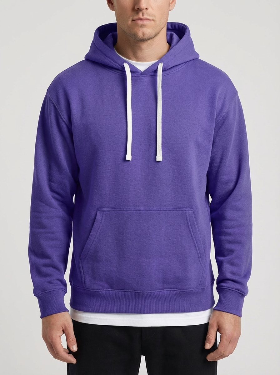 Avslappnad Passform Pullover Hoodie För Män
