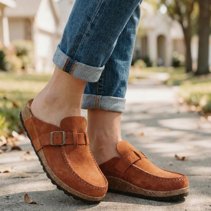 Retro Spänne Glida På Mule Sandaler för Kvinnor