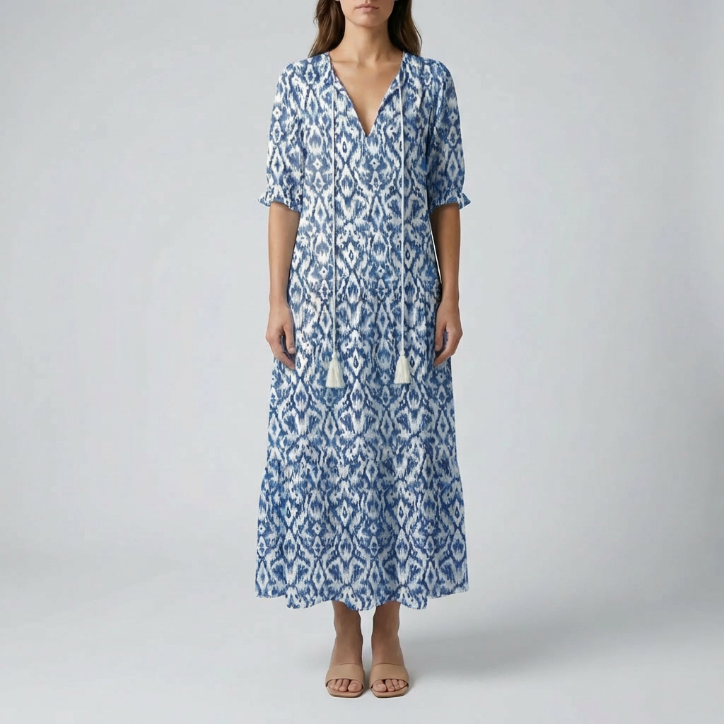 Blommig Tryck Boho Maxi Klänning