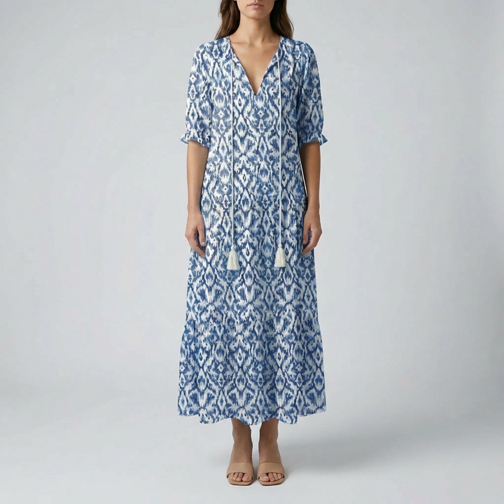 Blommig Tryck Boho Maxi Klänning