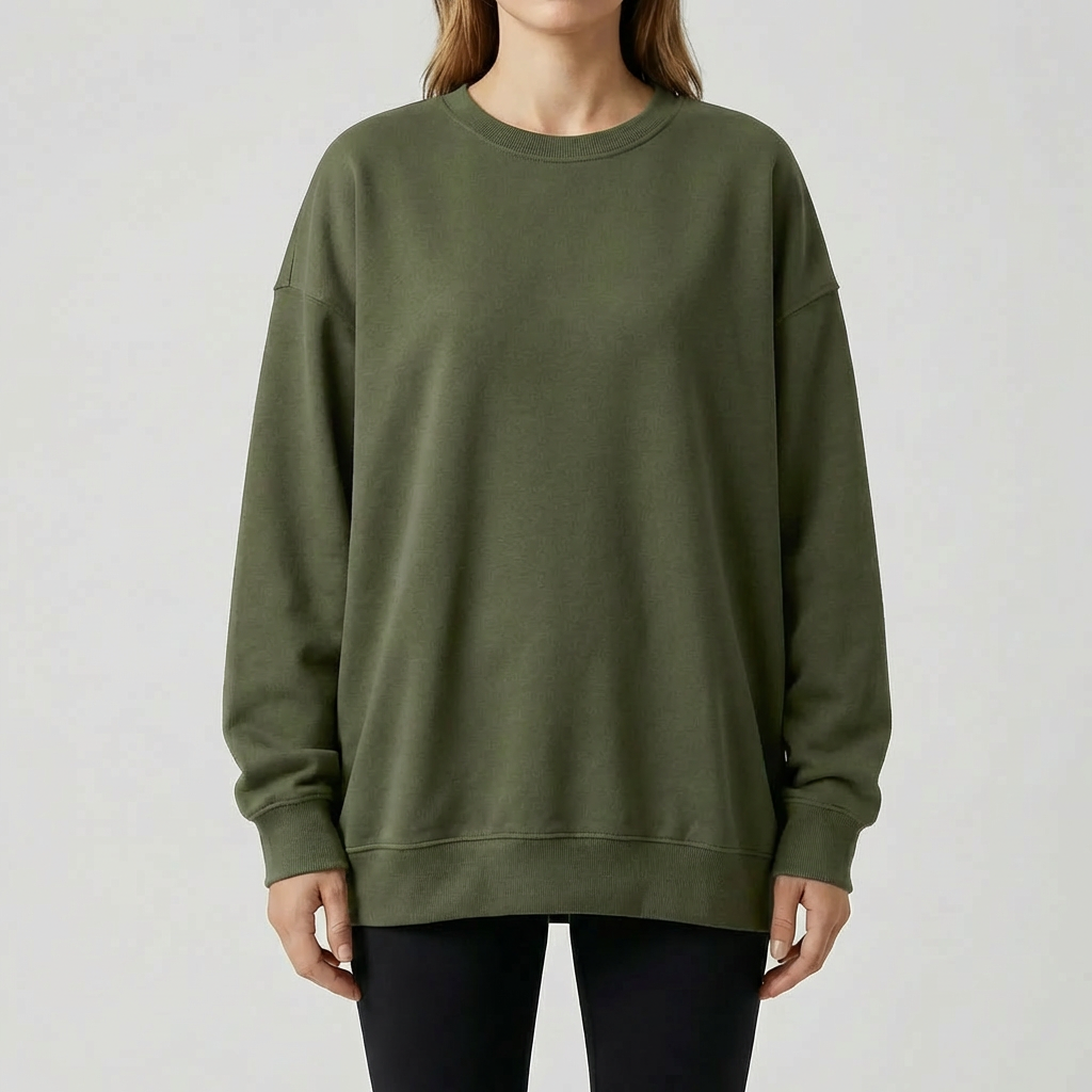 Oversized Drop-Shoulder Crew Neck Sweater för Kvinnor