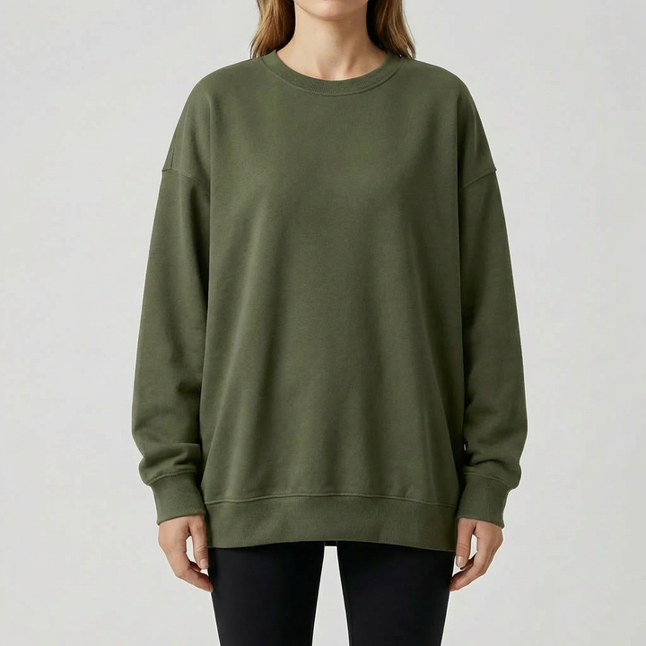 Oversized Drop-Shoulder Crew Neck Sweater för Kvinnor
