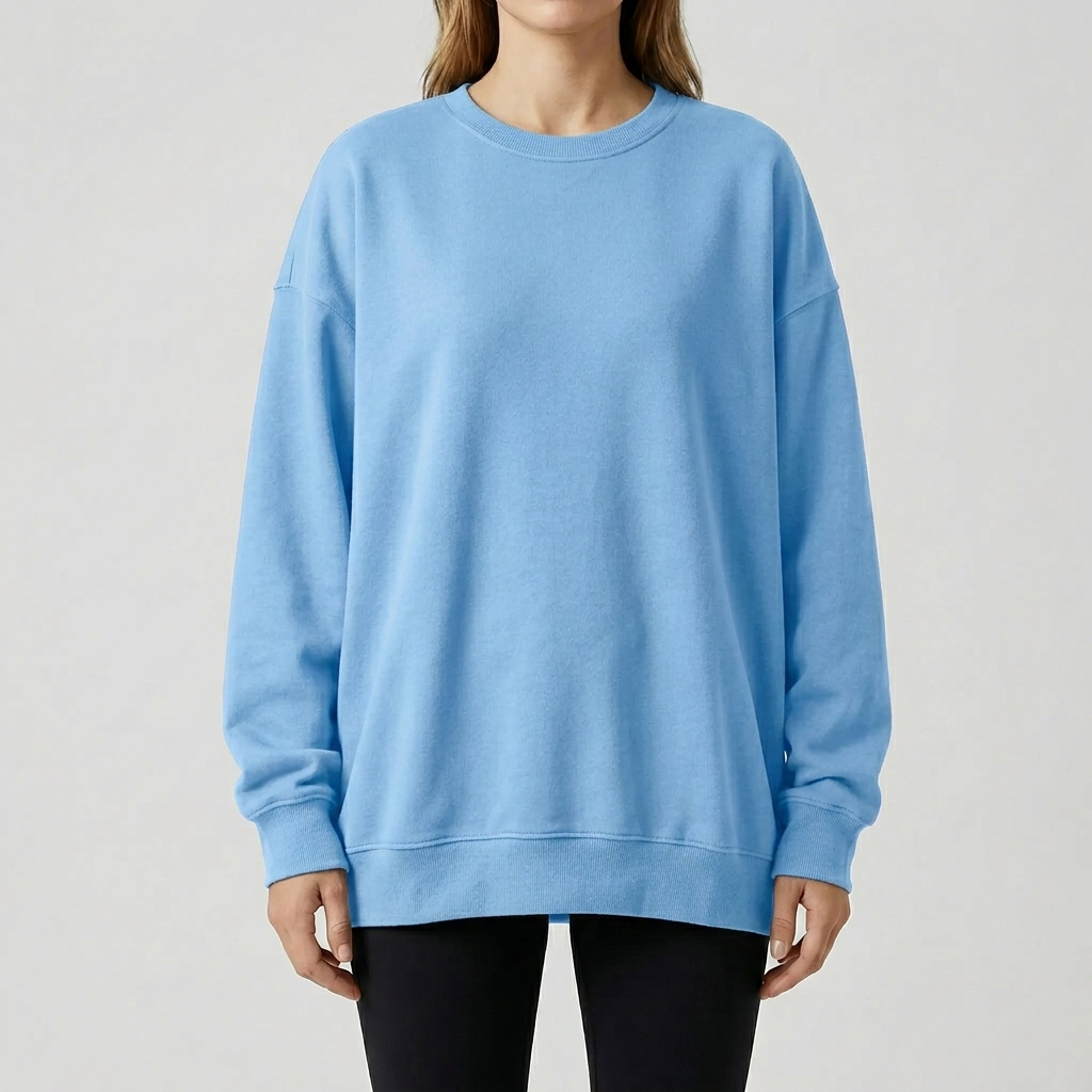Oversized Drop-Shoulder Crew Neck Sweater för Kvinnor
