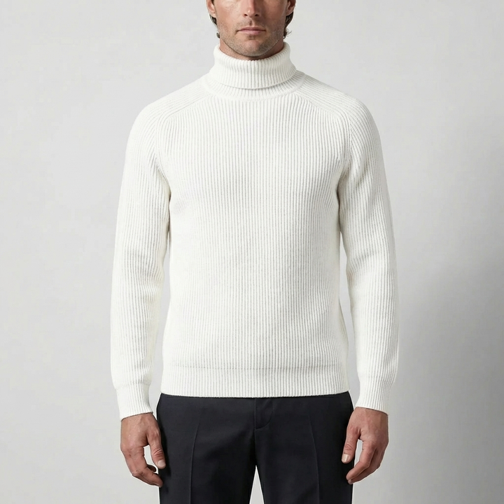 Klassisk Turtleneck Fina Stickad Tröja för Män
