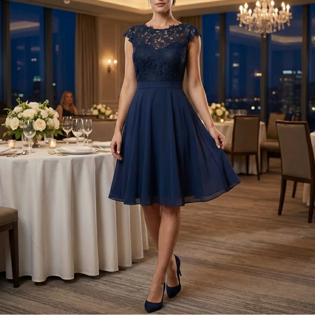 Spets Bodice Ärmlös Mini Klänning