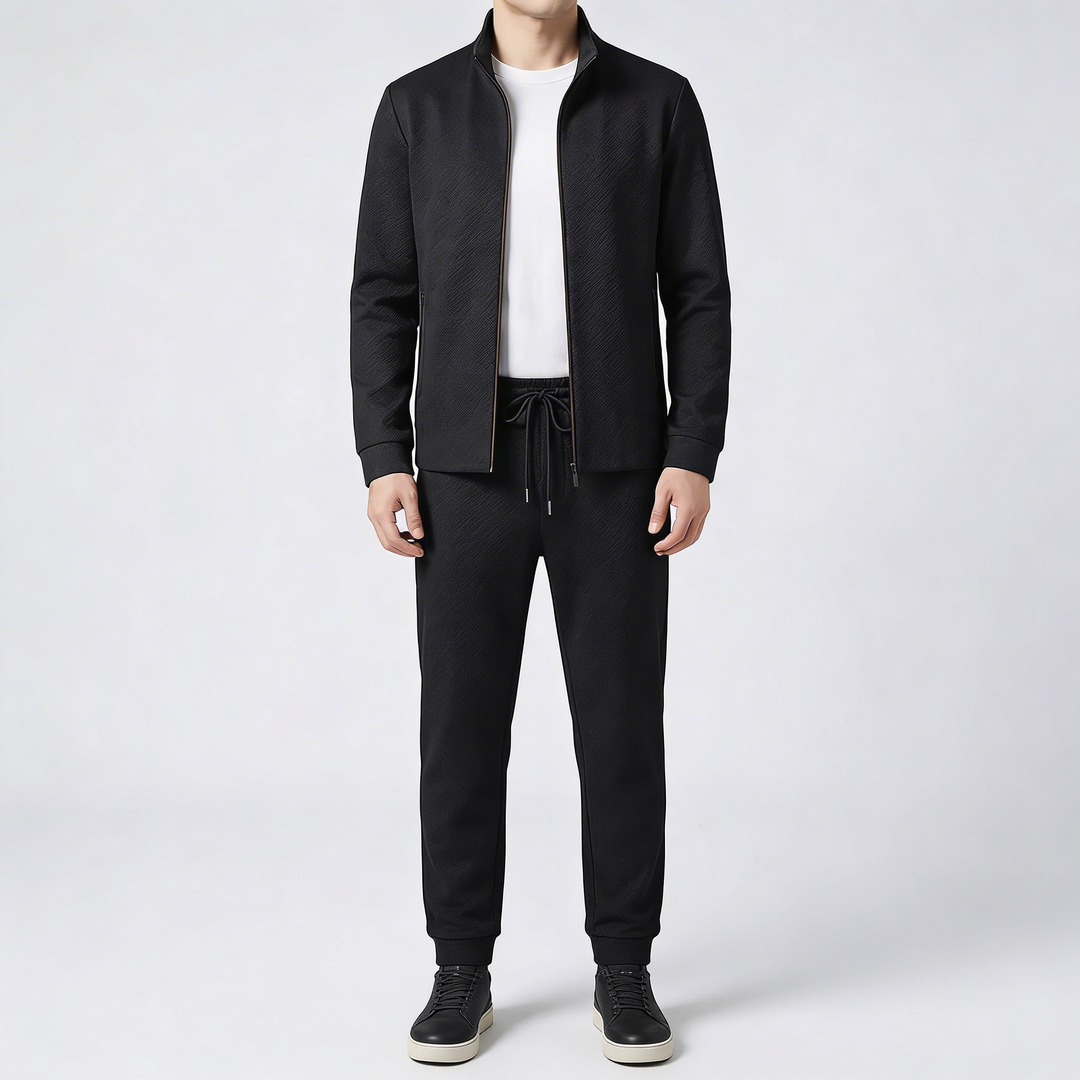 Zip-Up Jacka Och Taperade Byxor Set