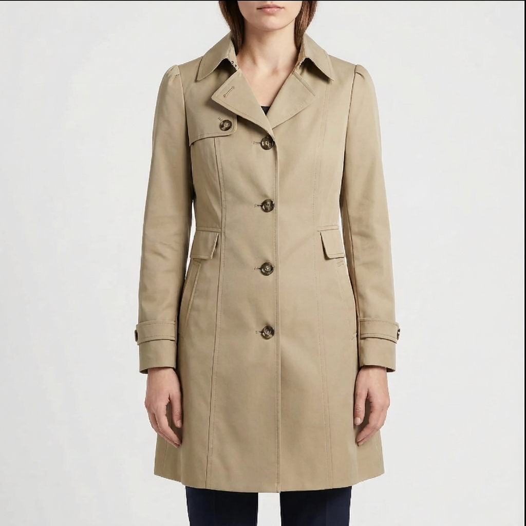 Mid-Length Enknäppt Trench Coat