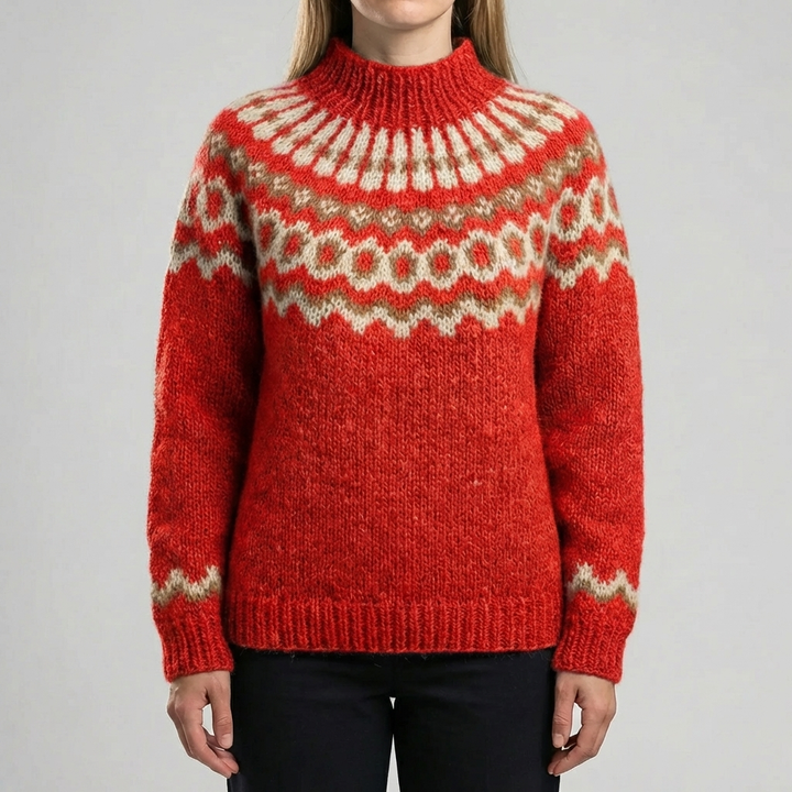 Nordisk Fair Isle Mönstrad Pullover Tröja för Kvinnor