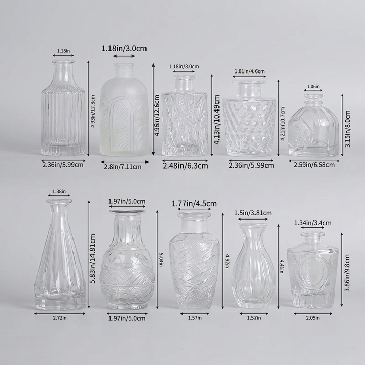 Präglad Klar Glasvas Set