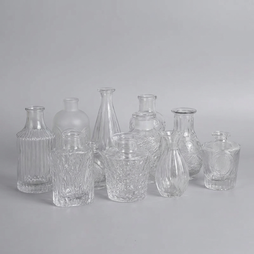 Präglad Klar Glasvas Set