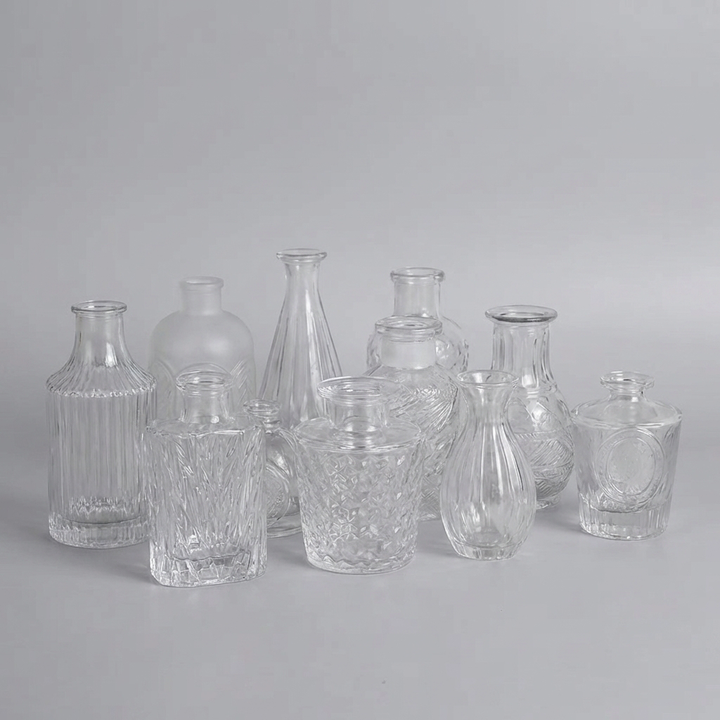 Präglad Klar Glasvas Set
