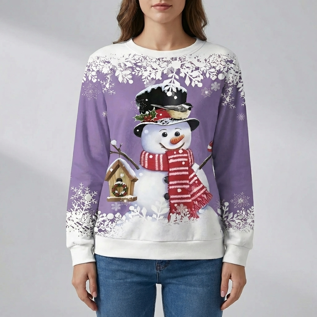 Festlig Snögubbe Grafik Sweatshirt
