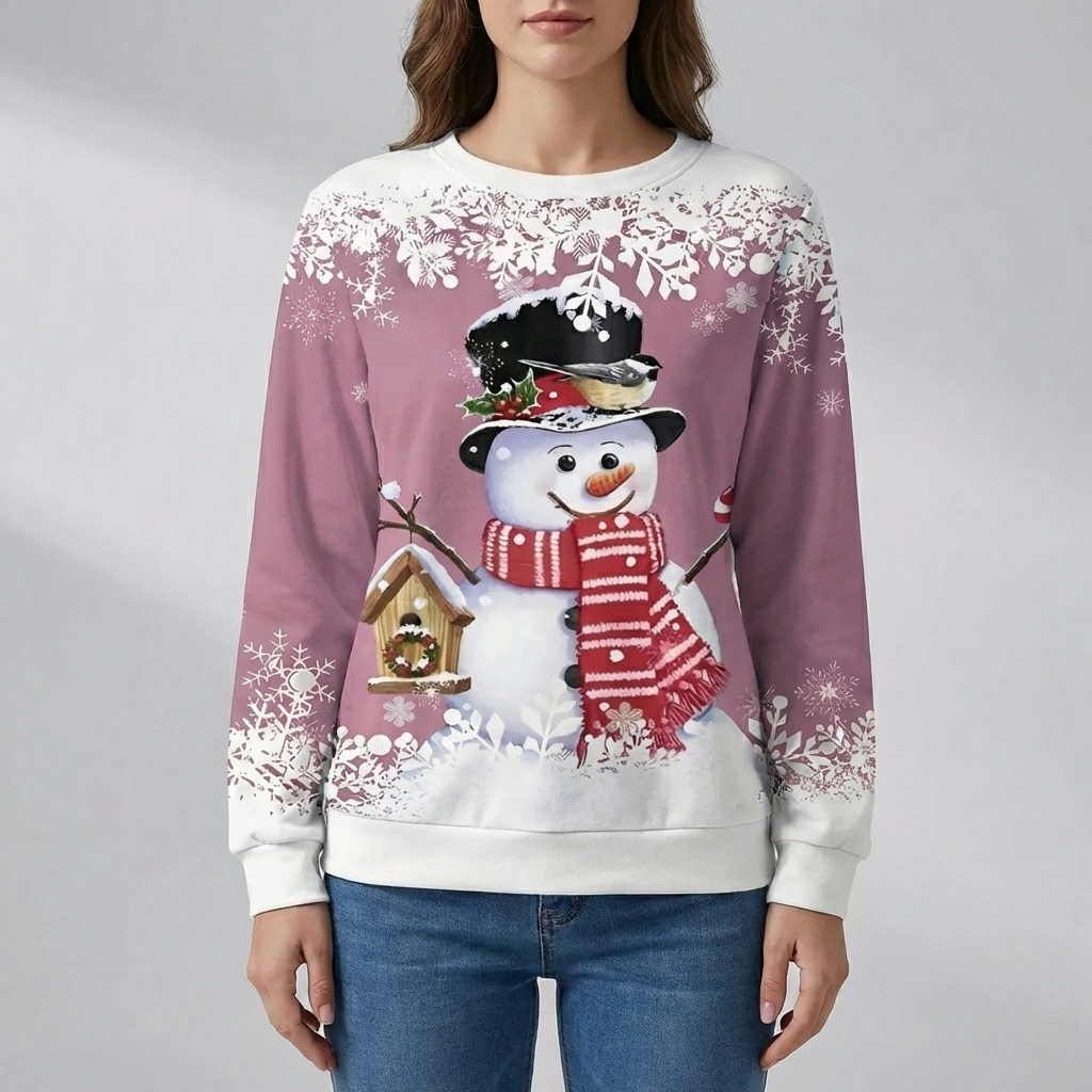 Festlig Snögubbe Grafik Sweatshirt