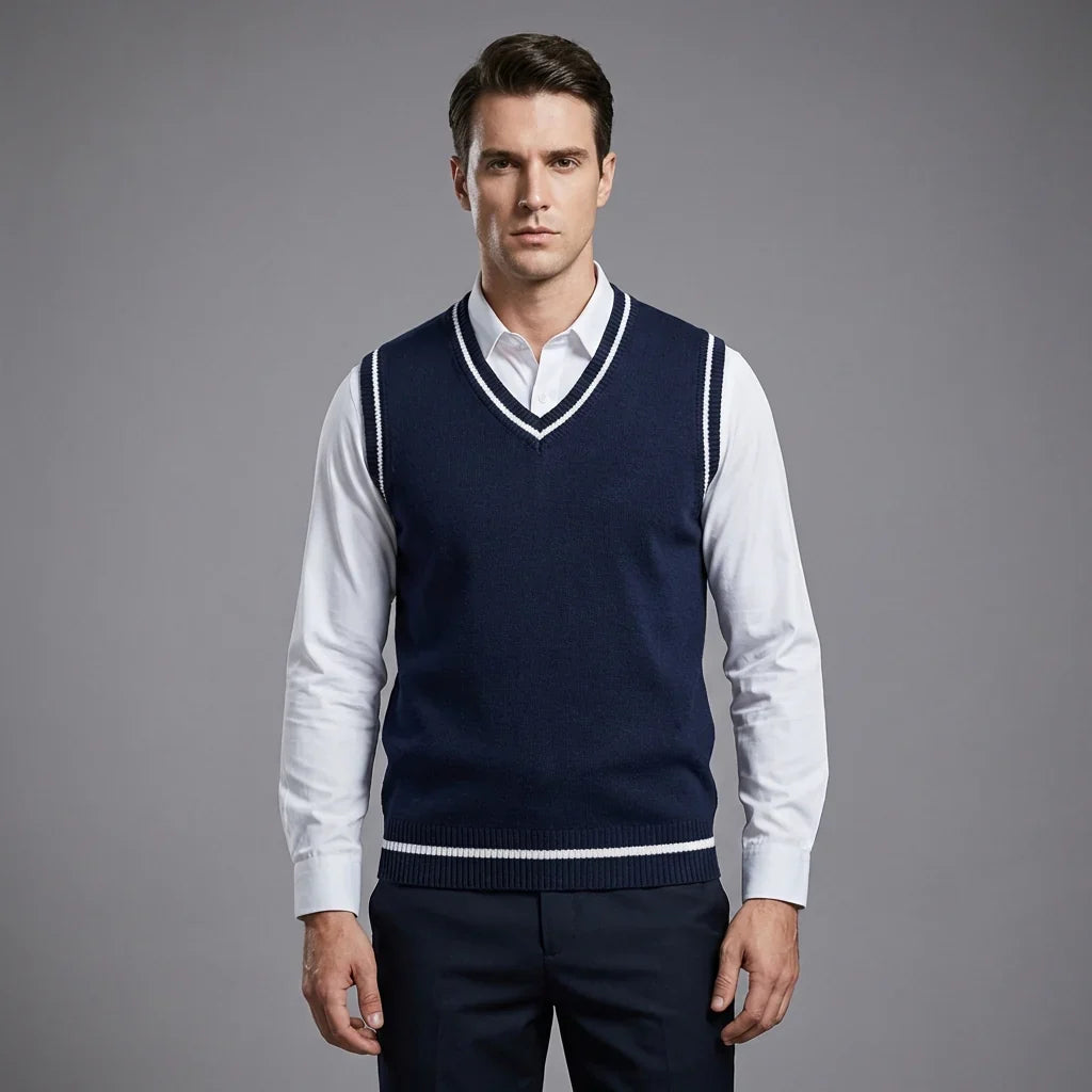 Retro Randig Preppy Stil Ärmlös Pullover