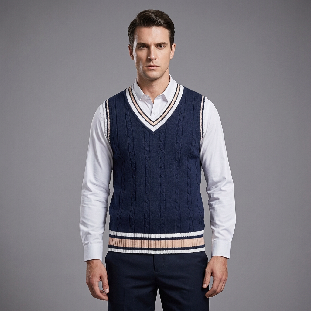 Retro Randig Preppy Stil Ärmlös Pullover