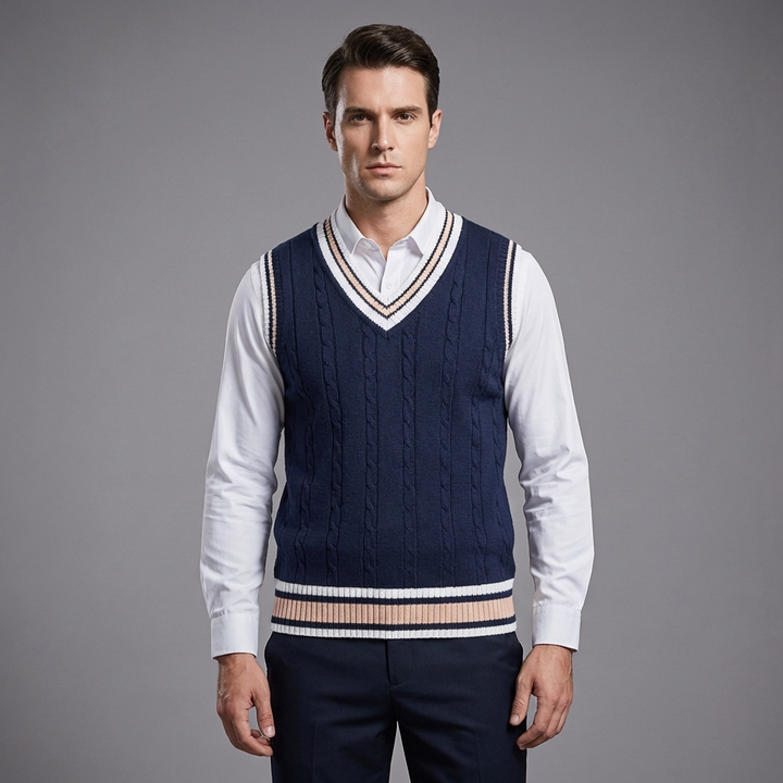 Retro Randig Preppy Stil Ärmlös Pullover