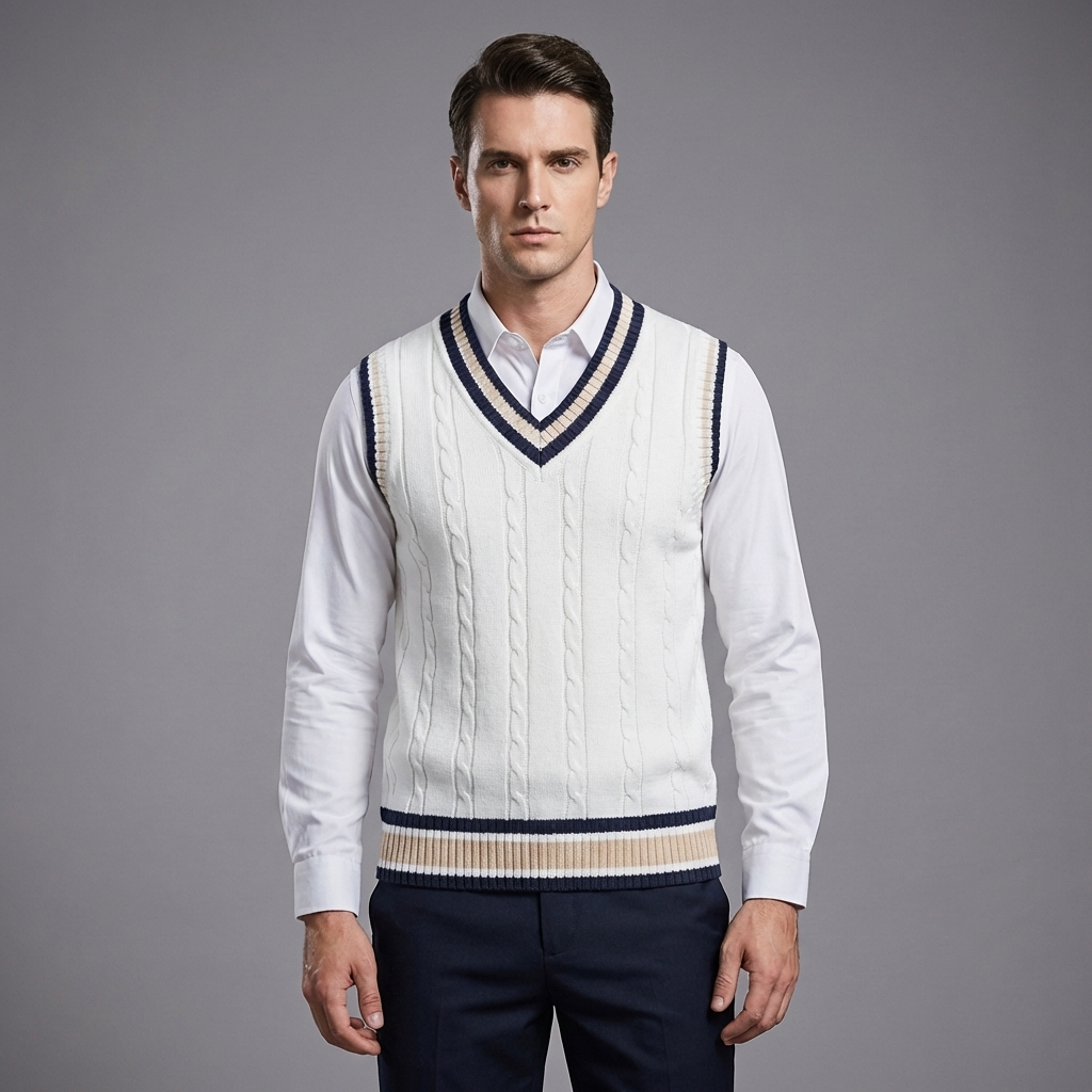 Retro Randig Preppy Stil Ärmlös Pullover