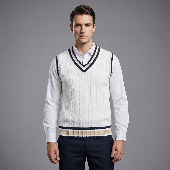 Retro Randig Preppy Stil Ärmlös Pullover