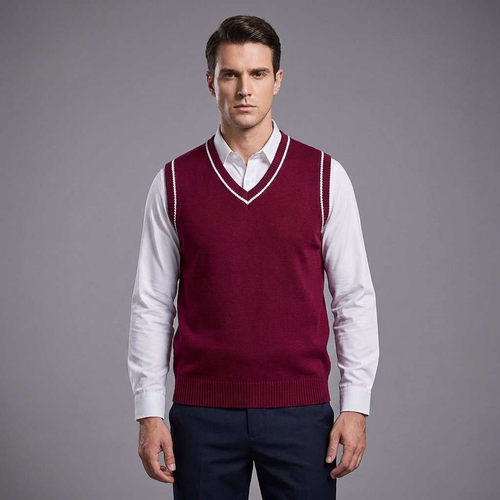 Retro Randig Preppy Stil Ärmlös Pullover