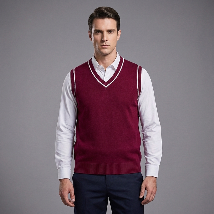 Retro Randig Preppy Stil Ärmlös Pullover