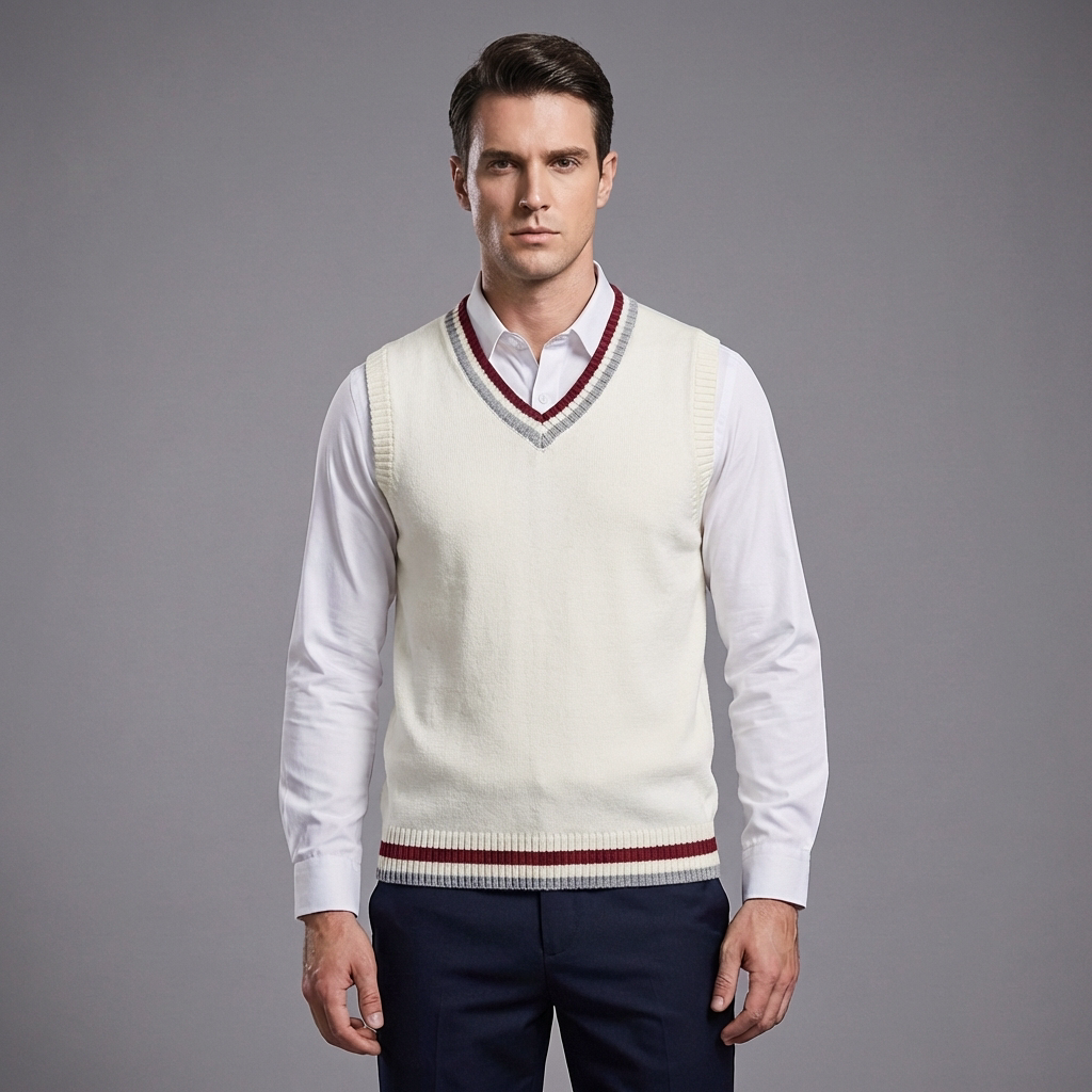 Retro Randig Preppy Stil Ärmlös Pullover