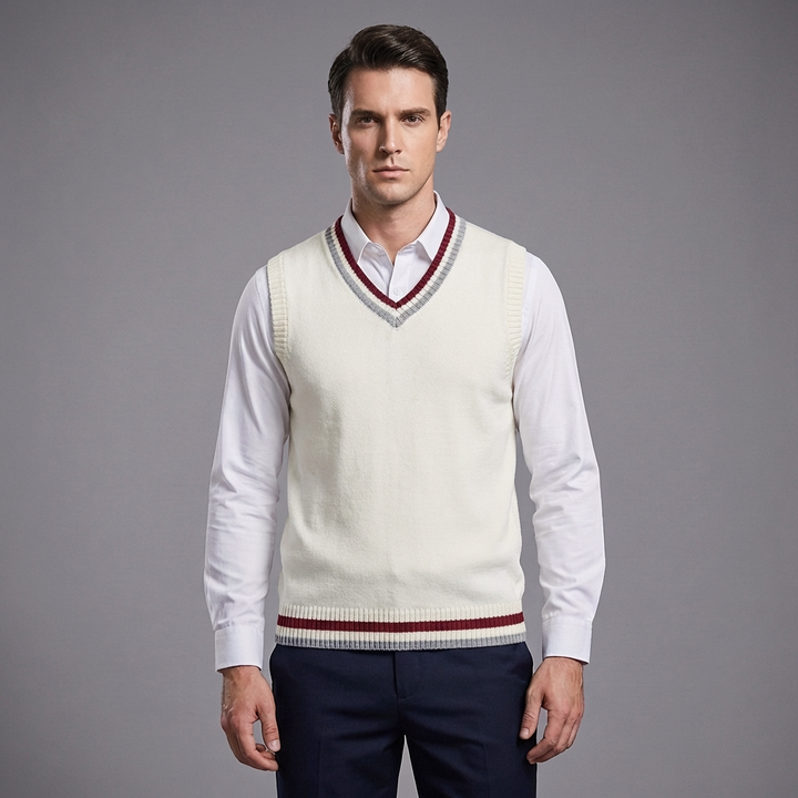 Retro Randig Preppy Stil Ärmlös Pullover