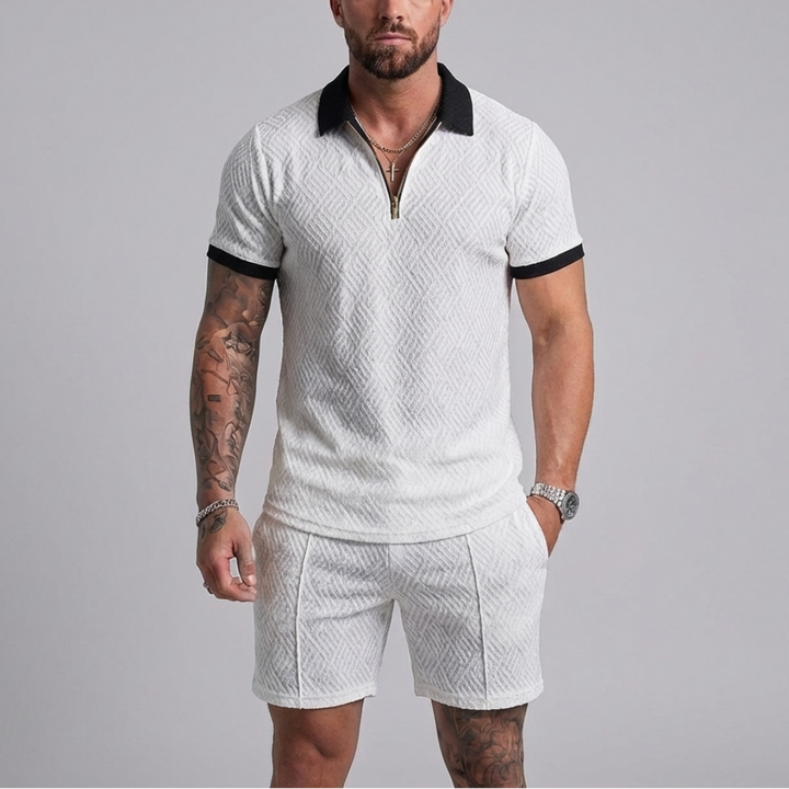 Avslappnad Dragkedja Krage Sommar Träningsdräkt Outfit