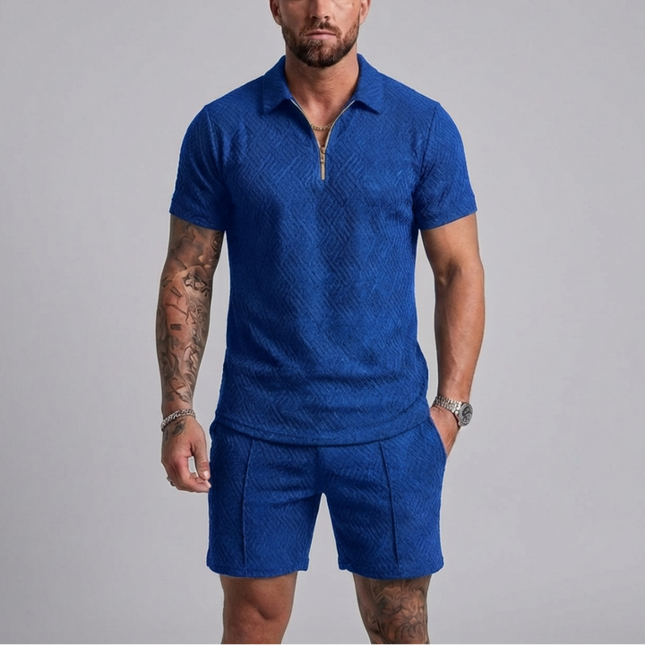 Avslappnad Dragkedja Krage Sommar Träningsdräkt Outfit