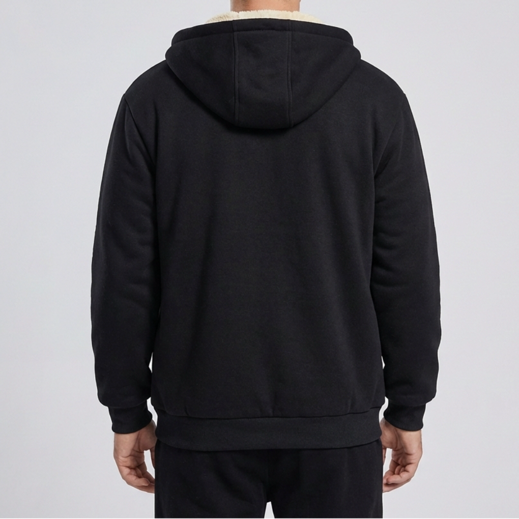 Varmhet Fleecefodrad Vinter Hoodie Jacka för Män