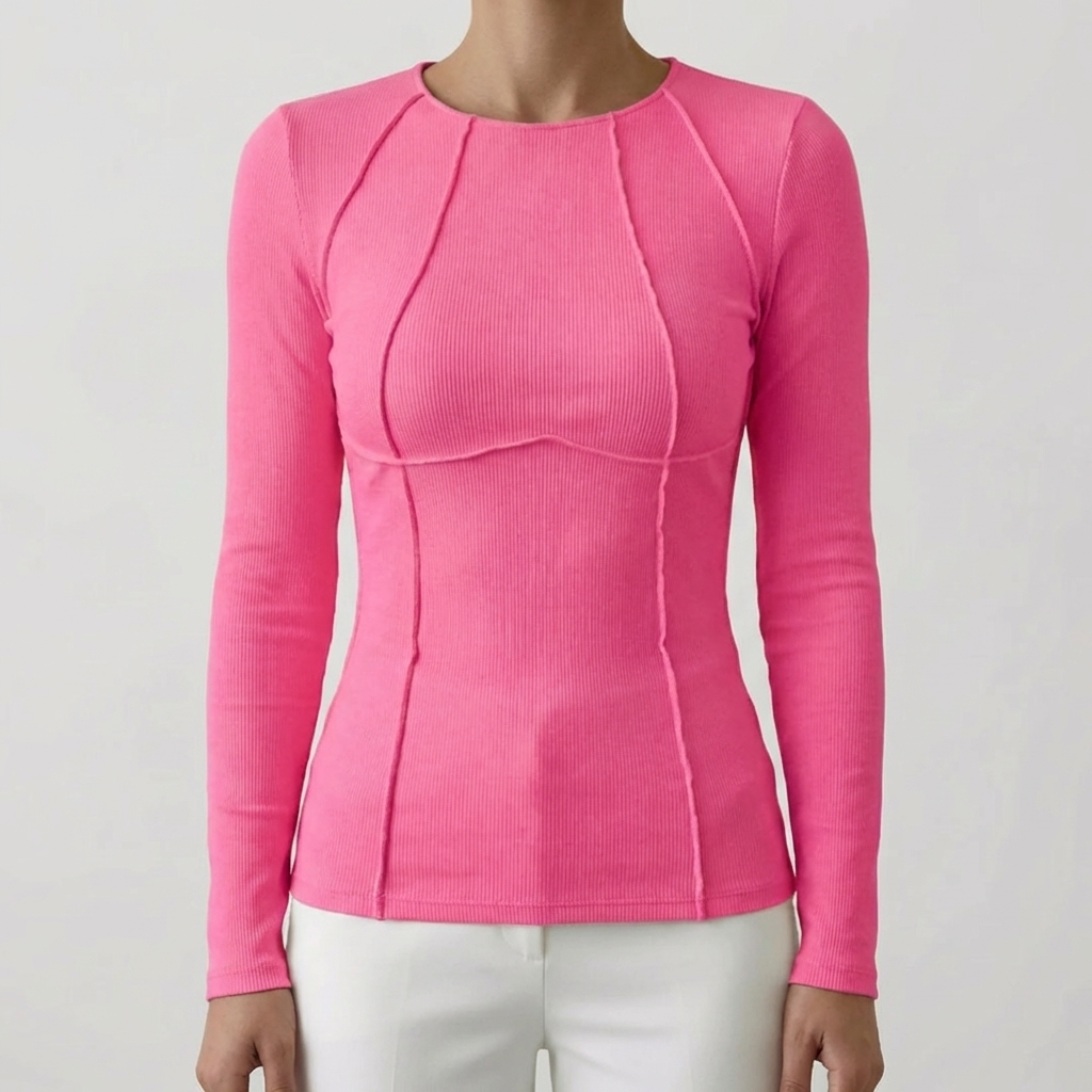 Tajt Ribbad Långärmad Crop Top
