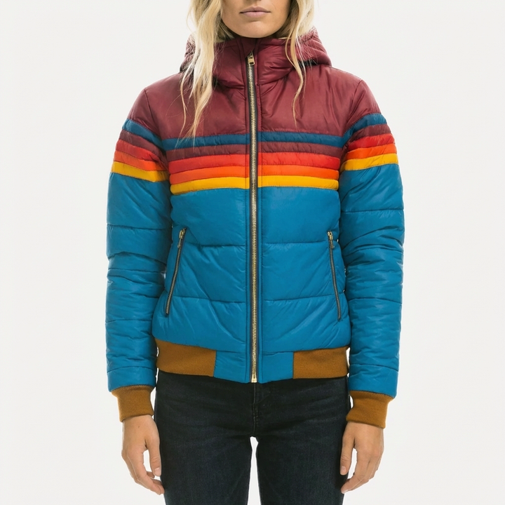 Hooded Kviltad Puffer Jacka för Kvinnor