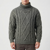 Kabelstickad Turtleneck Pullover Sweater för Män