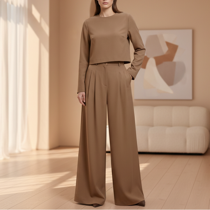 Elegant Två-Dela Palazzo Set för Kvinnor
