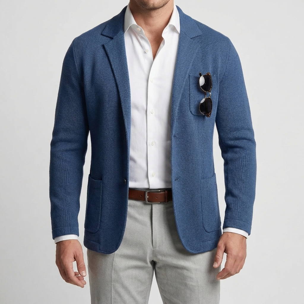 Stickad Blazer med Lapelkrage för Män