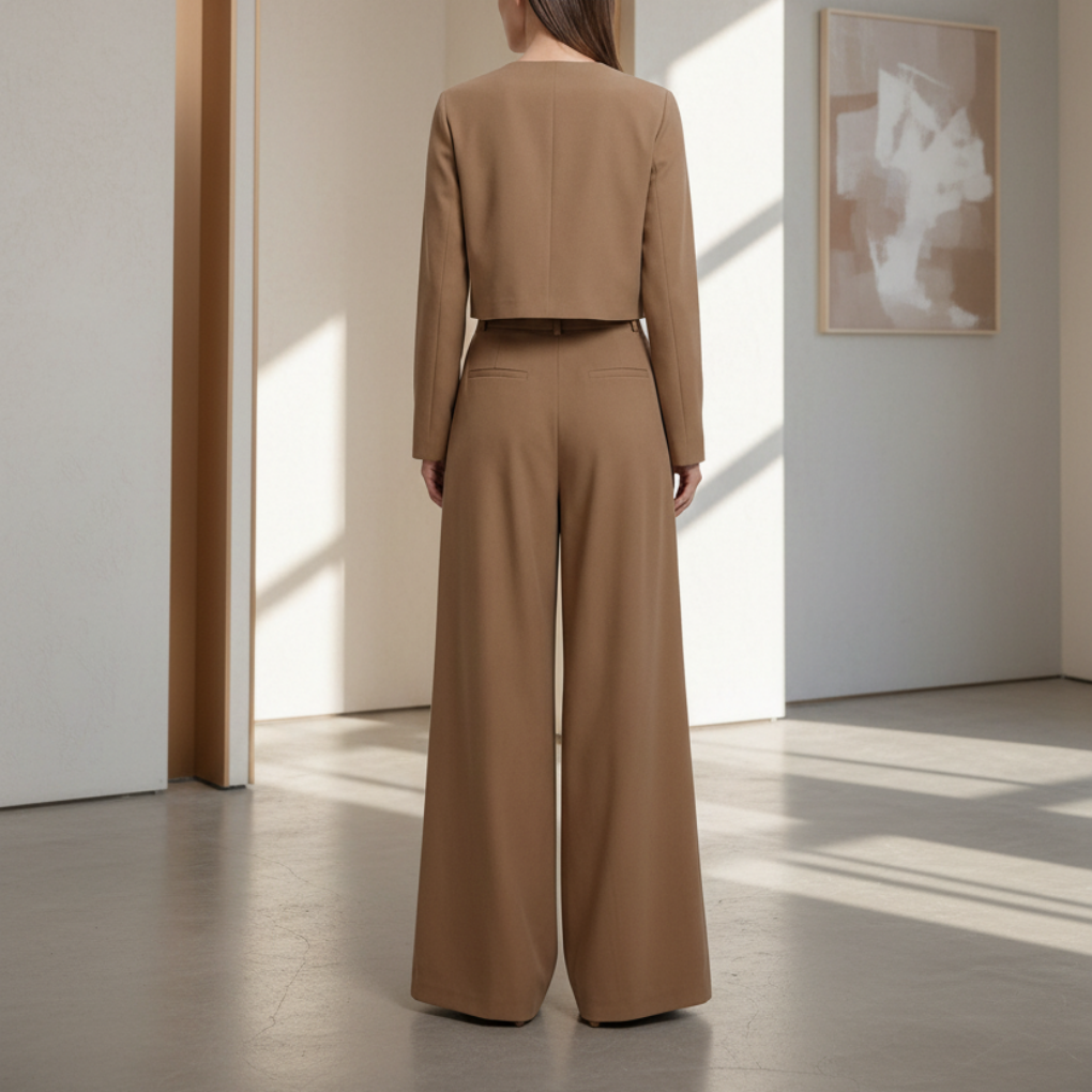 Elegant Två-Dela Palazzo Set för Kvinnor