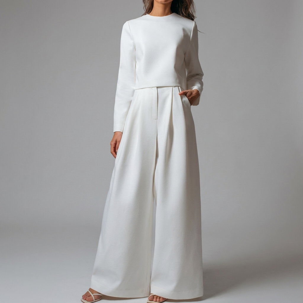 Elegant Två-Dela Palazzo Set för Kvinnor