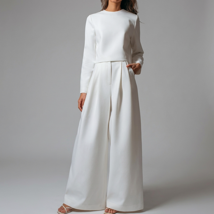 Elegant Två-Dela Palazzo Set för Kvinnor