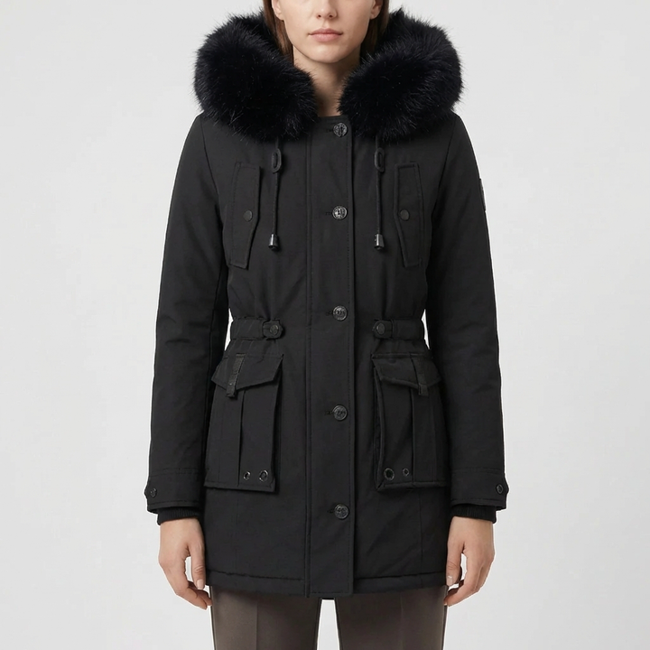 Hooded Women's Jacket With Fur-Trim