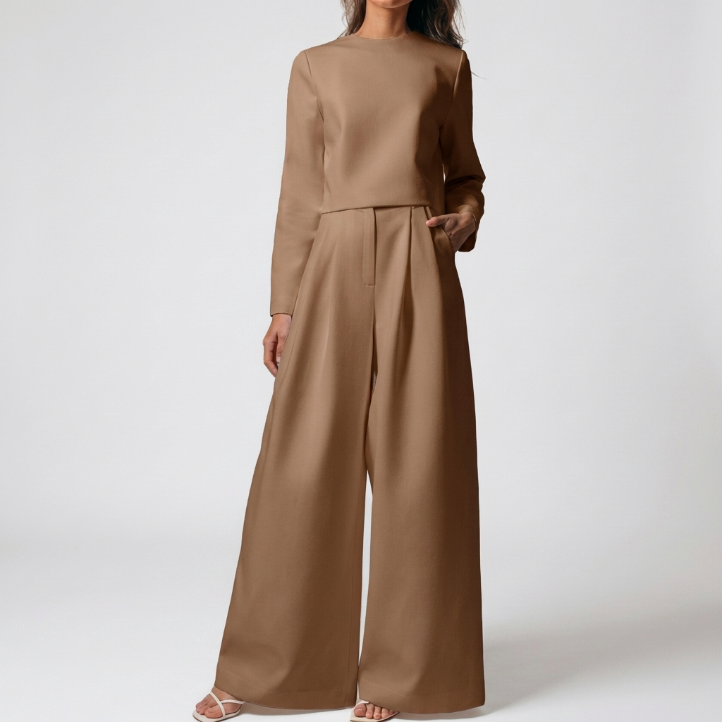Elegant Två-Dela Palazzo Set för Kvinnor