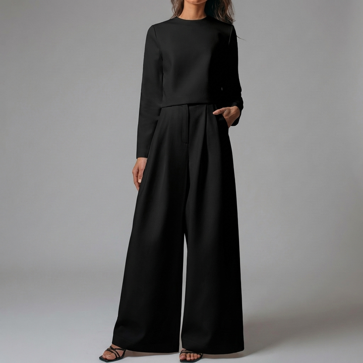 Elegant Två-Dela Palazzo Set för Kvinnor