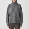 Avslappnad Ribbad Turtleneck Pullover Tröja