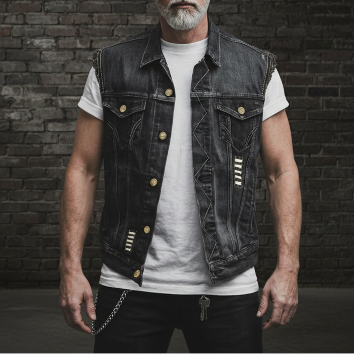 Retro Denim Västen för Män
