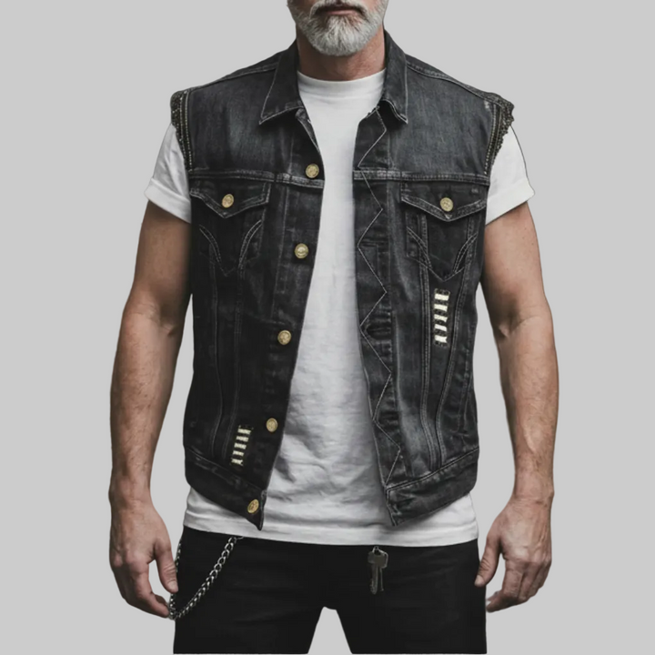 Retro Denim Västen för Män