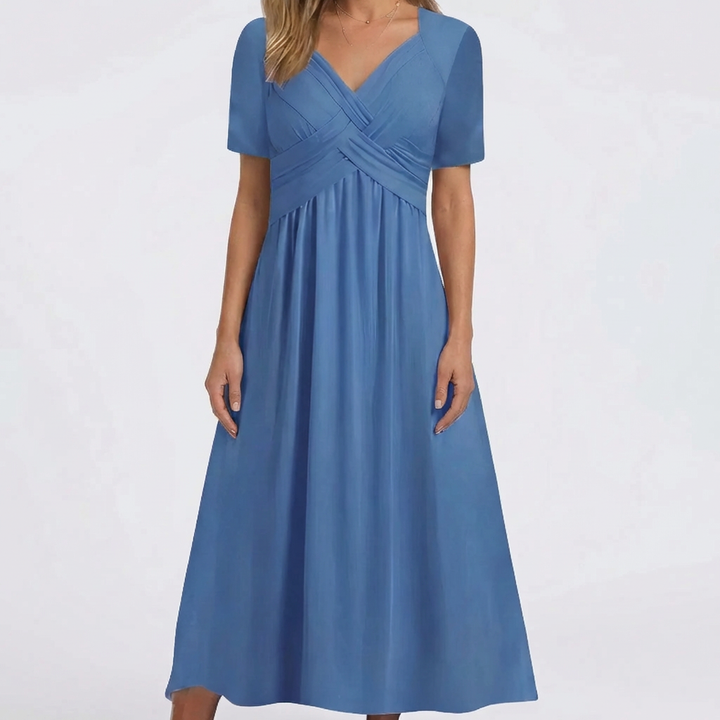 Drifena - V-Hals Midi Klänning Med Crossover Bodice
